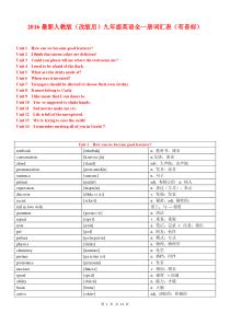 2016人教版九年级全册英语单词词汇表(最新)