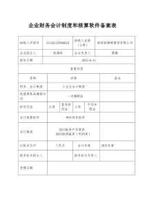 企业财务会计制度和核算软件备案表