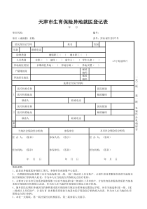 2017-生育保险异地就医登记表(津社保生登字7号)