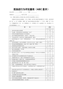 孤独症行为评定量表(ABC量表)