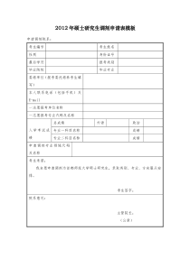 硕士研究生调剂申请表模板