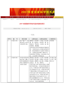 2007年度国家科学技术进步奖获奖项目目录