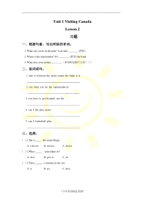 人教版新起点英语六年级下册-Unit-1-Visiting-Canada-Lesson-2-习题