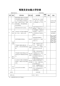 驾驶员安全能力评价表