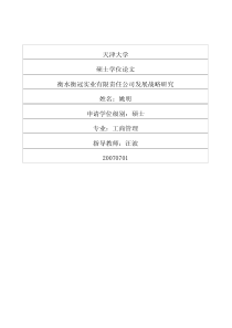 衡水衡冠实业有限责任公司发展战略研究