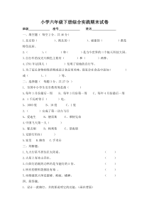 小学六年级下册综合实践期末试卷