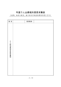 2018年度个人业绩相关信息采集表