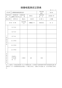 绝缘电阻测试记录表