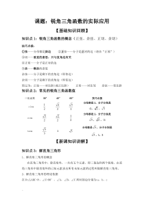 中考数学专题复习——锐角三角函数的实际应用