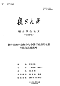 软件业的产业细分与中国行业应用软件专注化发展策略