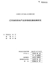 辽河油田房地产业务领域发展战略研究