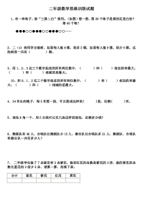 二年级数学思维训练试题下学期