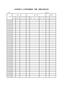 冰箱温度、消毒、除霜记录登记表