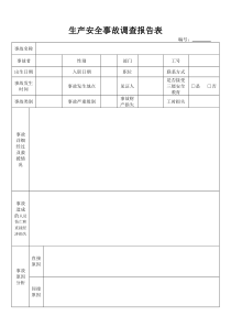 生产安全事故调查报告表(样表)