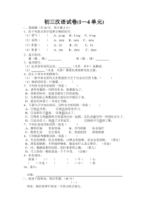 初三汉语试卷