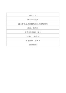 鑫王有色金属控股集团发展战略研究