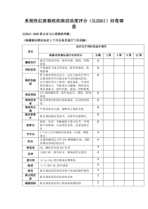 系统性红斑狼疮疾病活动度评分(SLEDAI)问卷调查