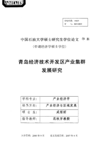 青岛经济技术开发区产业集群发展研究