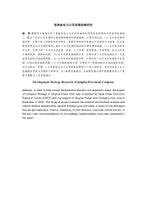 青海省电力公司发展战略研究DevelopmentStrat