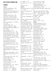 高中英语外研版必修1+2单词表