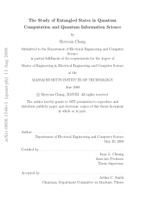 The Study of Entangled States in Quantum Computati