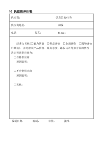 10供应商评价表