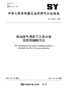 SYT56291998采油采气用井下工具分类及型号编制方法