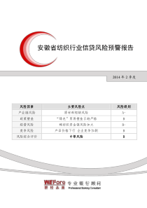 (世经未来X年2季度安徽省纺织行业信贷风险预警报告