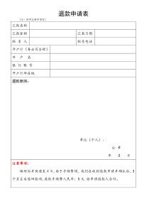 退款申请表