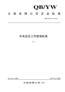 10云南电网公司农电安全工作管理标准