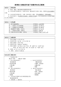 2016新课标人教版四年级下册数学知识点整理