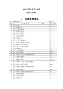 医疗器械受控文件清单