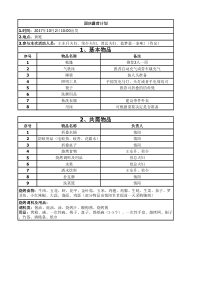 露营物品清单