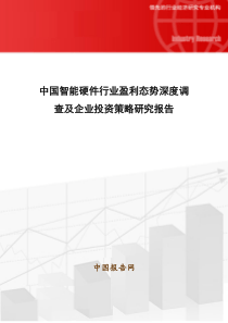 中国智能硬件行业盈利态势深度调查及企业投资策略研究报告24