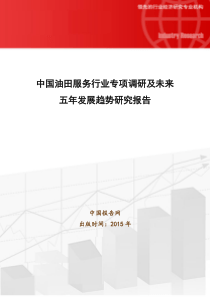 中国油田服务行业专项调研及未来五年发展趋势研究报告