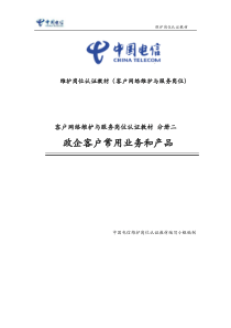 中国电信客户网络维护与服务岗位认证教材分册二――政企客户常用业务和产品1