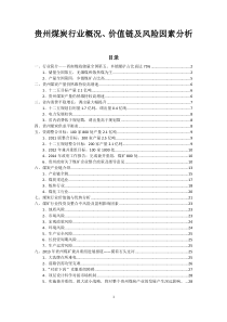 XXXX贵州煤炭行业、价值链及风险因素分析