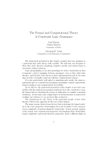 The formal and computational theory of constraint 