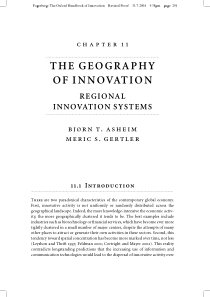 THE GEOGRAPHY OF INNOVATION REGIONAL INNOVATION SY