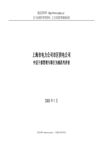 上海市电力公司市区供电公司中层干部管理专职行为规范考评表