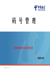 中国电信网络资源管理系统码号管理