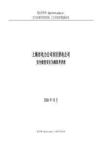 上海市电力公司市区供电公司安全检查员行为规范考评表