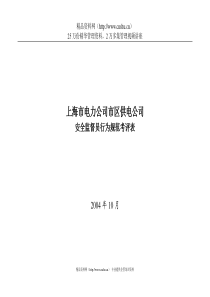 上海市电力公司市区供电公司安全监督员行为规范考评表