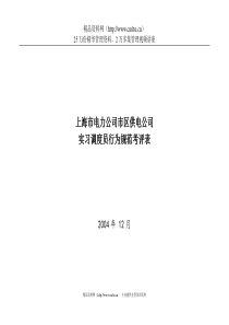 上海市电力公司市区供电公司实习调度员行为规范考评表