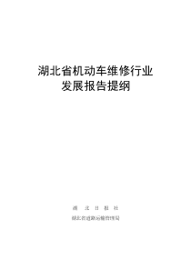 机动车维修行业发展报告提纲-湖北省机动车维修行业发展报告