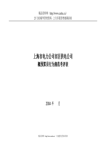 上海市电力公司市区供电公司概预算员行为规范考评表