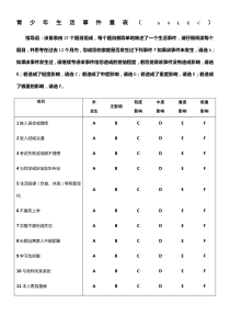 青少年生活事件量表(-ASLEC)(包括评分规则及诊断标准)