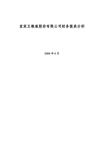 宜宾五粮液股份有限公司财务报表分析