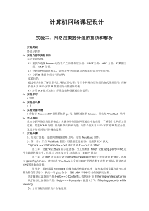 北邮计算机网络实验网络层数据分组捕获