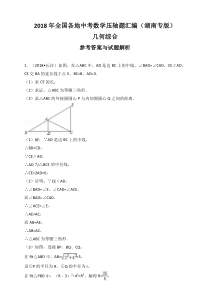 2018年湖南中考数学压轴题汇编：几何综合(解析版)